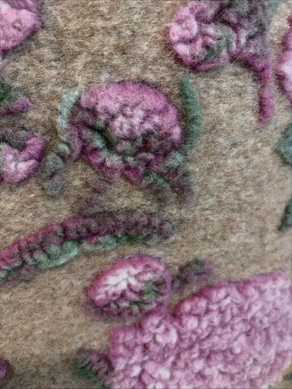 Italian Wool Pillow Cover Floral Pink Green Feather Insert Throw Frati Italy